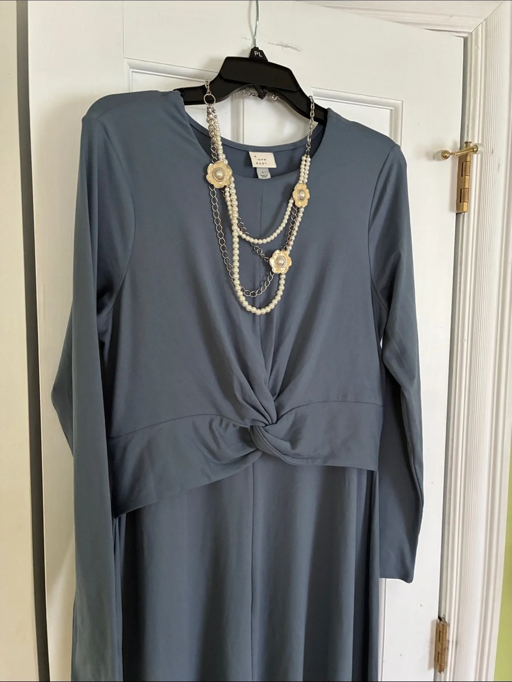 a new day Slate Blue Long Sleeve Twist-Front Maxi Dress